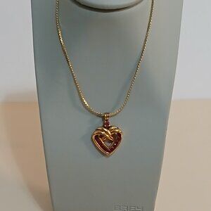 Vintage Danbury Mint "A Dozen Rubies" Heart Pendant on Chain